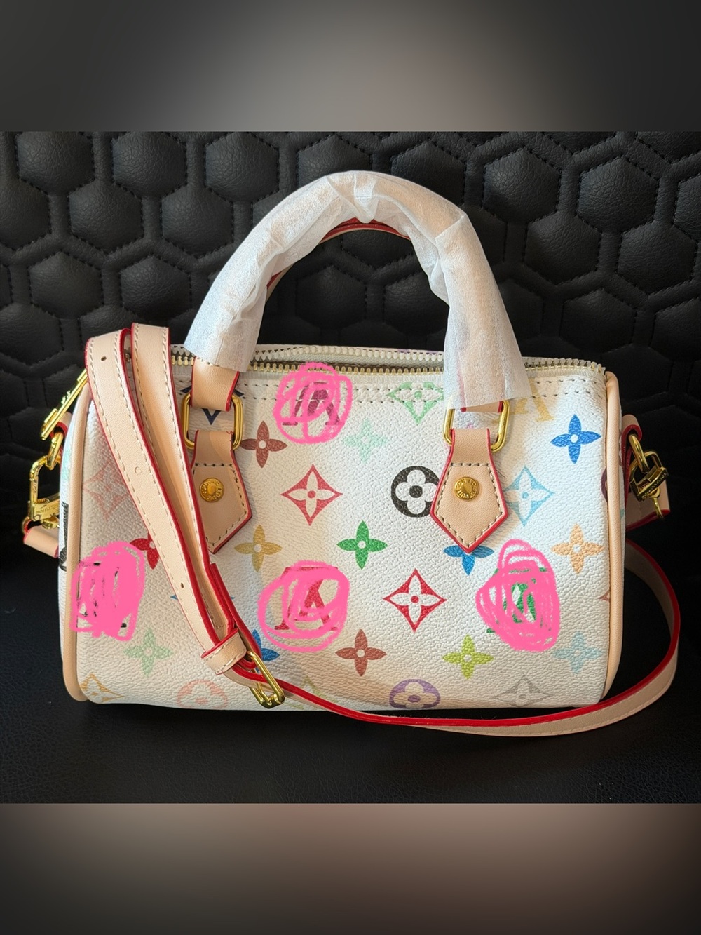 White Multicolor Monogram Satchel